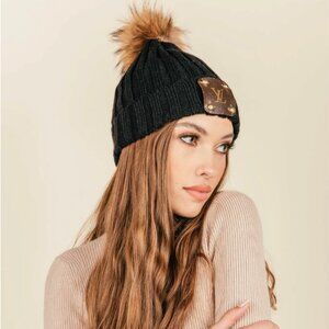 Vintage Boho Louis Vuitton Black Pom Beanie